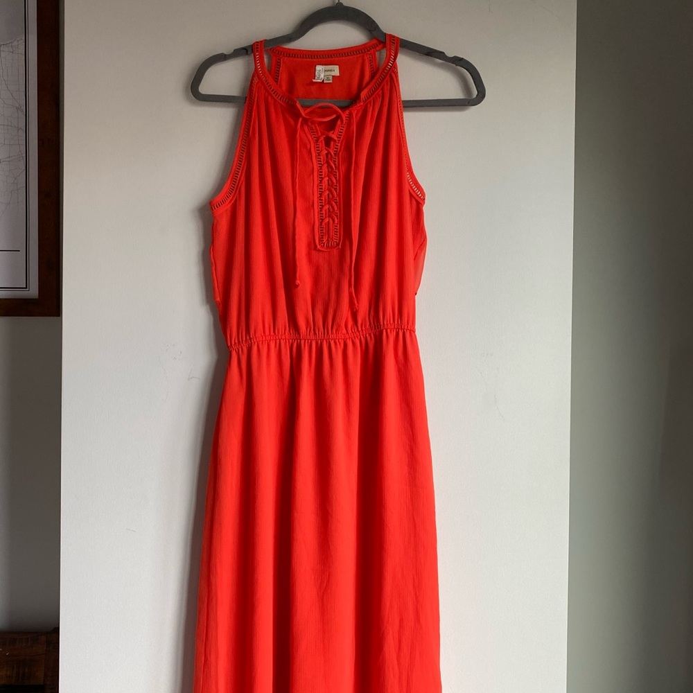 Long coral maxi dress